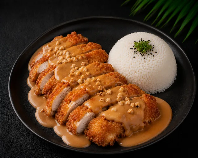 M14 Gebackenes Huhn mit Erdnuss Sauce